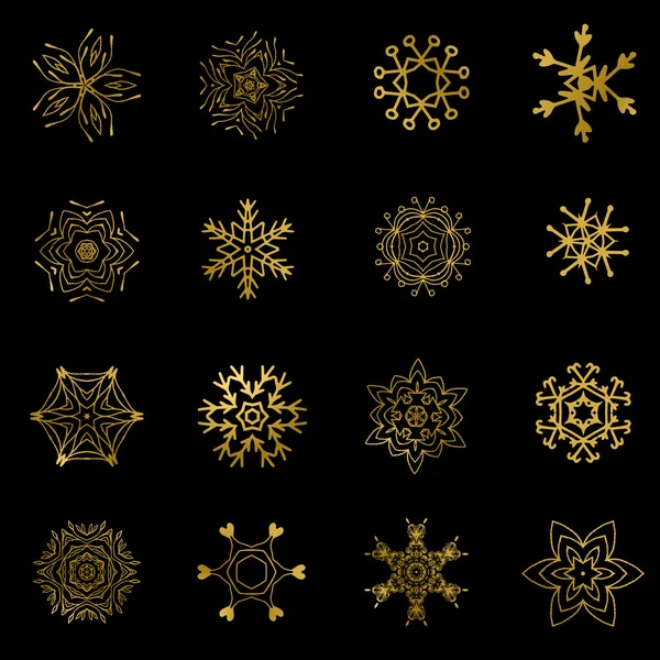 Set of beautiful different snowflakes isolated on white - vector — Stock Vector