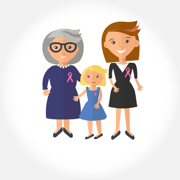 Tre åldrar kvinnor från barn till senior — Stock vektor