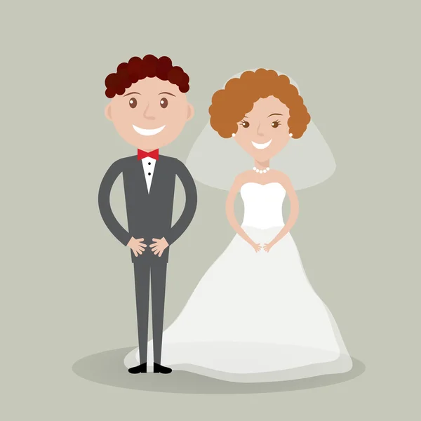 Novia de dibujos animados y novio — Vector de stock