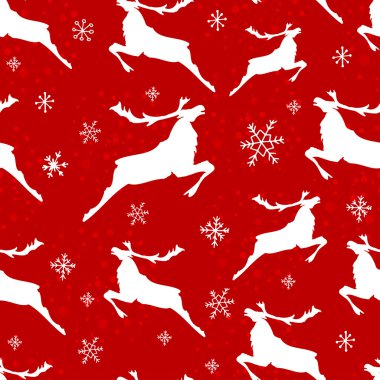 Vintage Noel seamless modeli ile Reindeers ve Elks