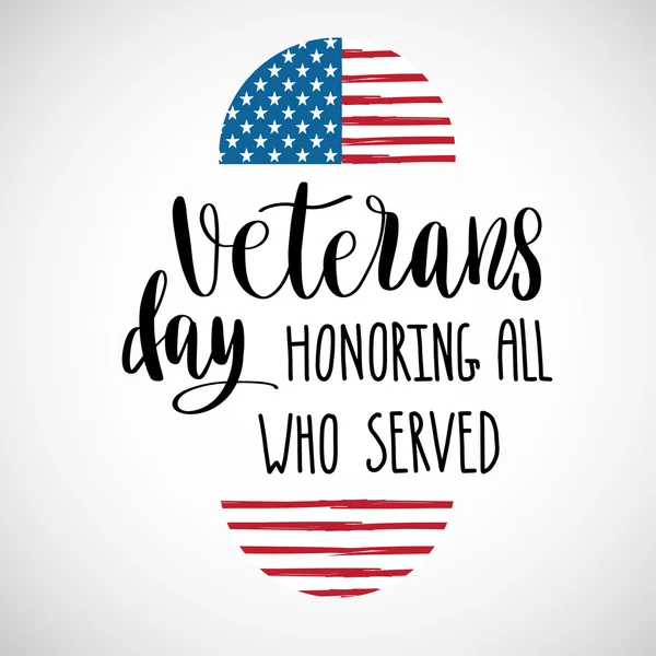 Happy Veterans Day lettering for your design — Stock Vector