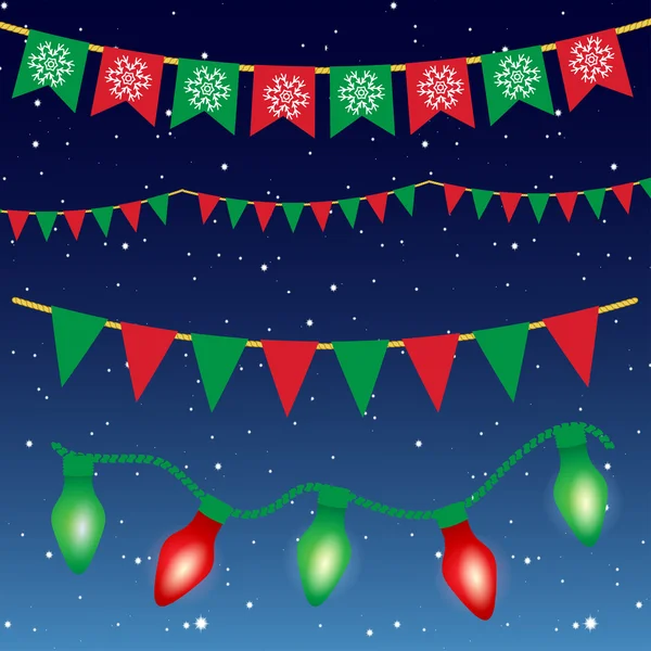 Fond de Noël avec guirlande lumineuse . — Image vectorielle