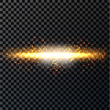 Turuncu ışık soyut ve flash öğe karanlık şeffaf arka plan üzerinde ateş. Vektör çizim