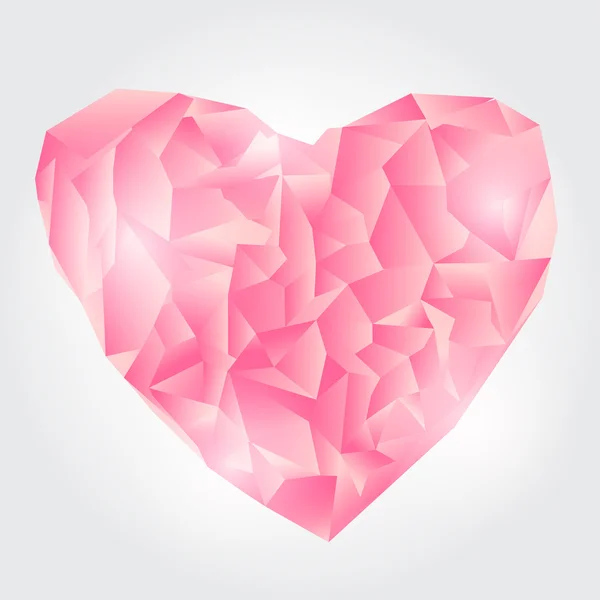 Abstraktní růžové polygonální srdce. Vektorová ilustrace na bílém pozadí. Blahopřání k Valentýnovi, pozvánka, plakát, návrh nápisu. — Stockový vektor