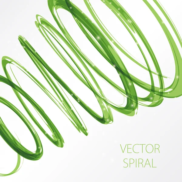 Spirale verde brillante su sfondo bianco. Natura colori astratti luce hi-tech concetto — Vettoriale Stock