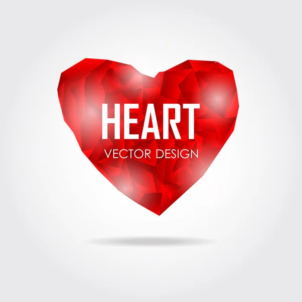 Polygonal heart, Vector Illustration on white background — Stock Vector