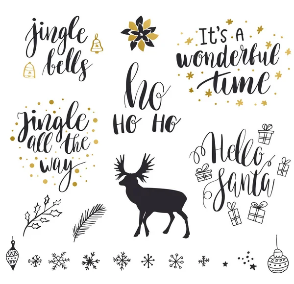 Vrolijk Kerstmis en Nieuwjaar belettering collectie — Stockvector