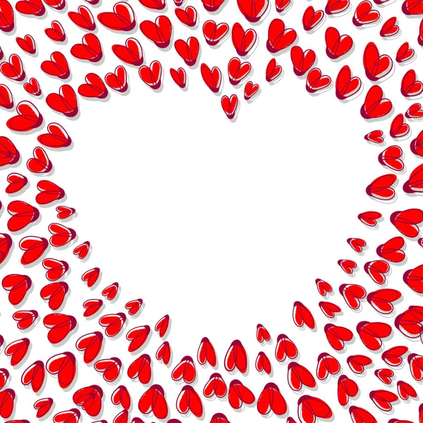 Cadre en forme de coeur en coeurs rouges — Image vectorielle