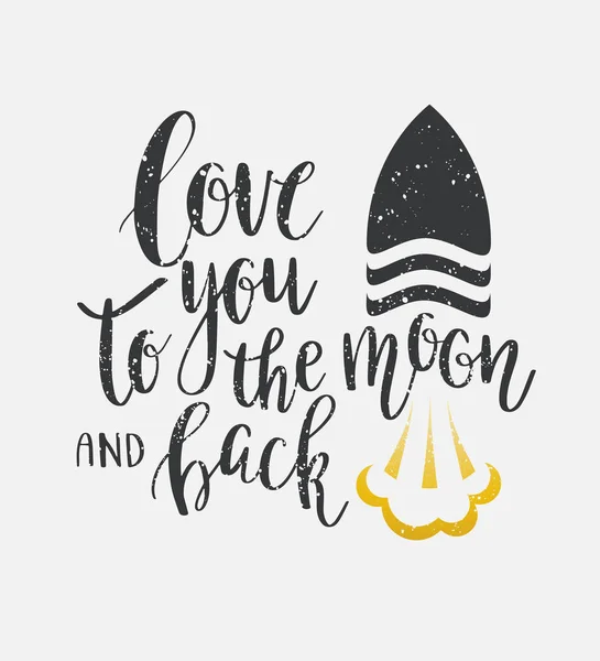 Te amo a la luna y de vuelta. — Vector de stock