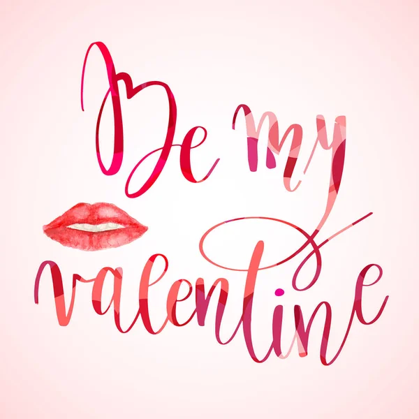 Valentines Day Card lettering Be my Valentine. — Stock Vector