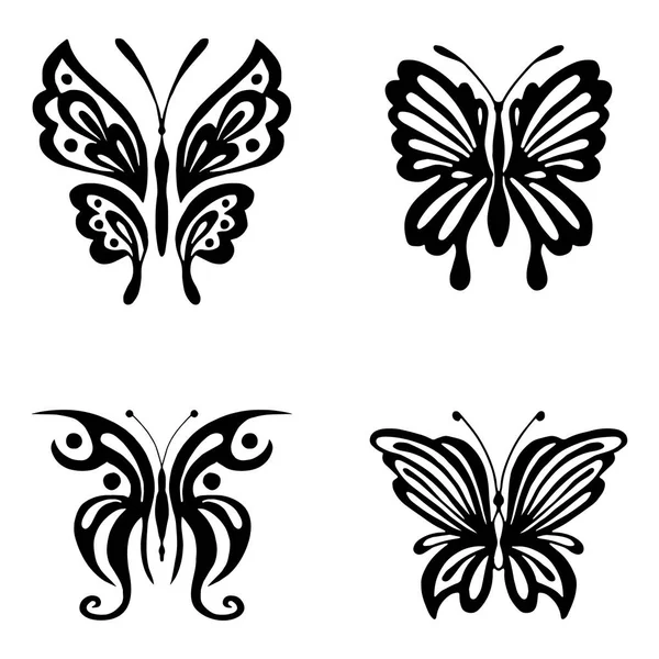 Ensemble de papillons pour tatouage — Image vectorielle