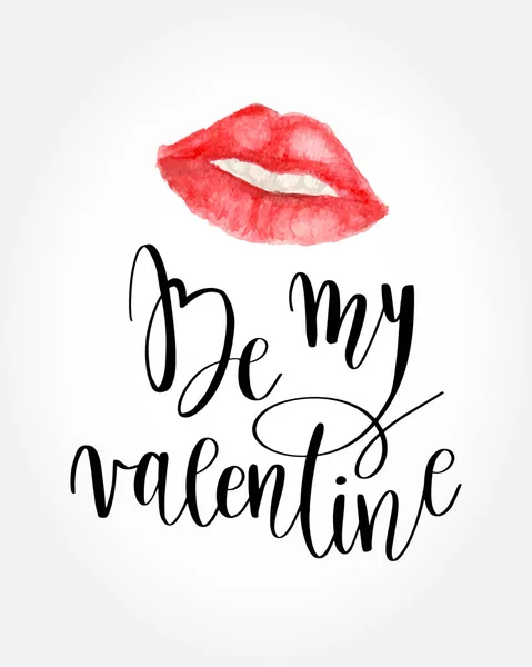 Valentines Day Card lettering Be my Valentine. — Stock Vector