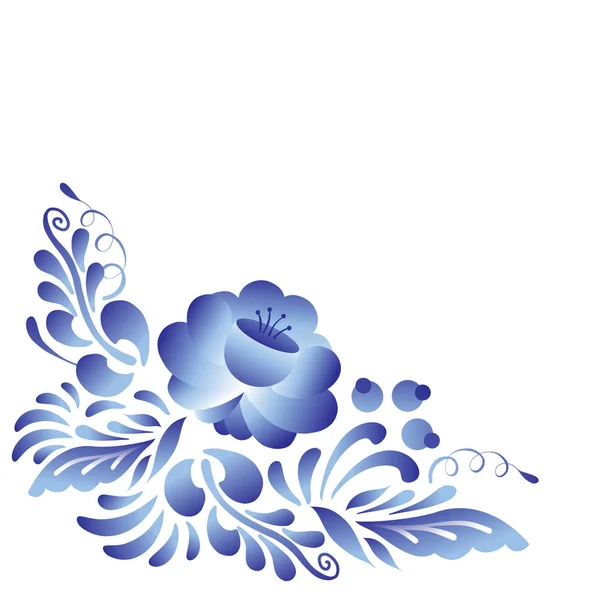 Niebieski kwiat w stylu gzhel — Wektor stockowy