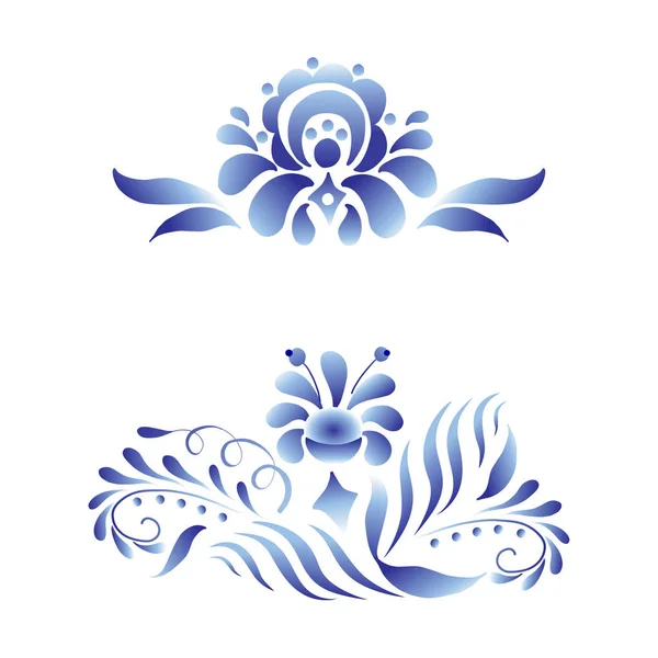 Blaue Blume im Gzhel-Stil — Stockvektor