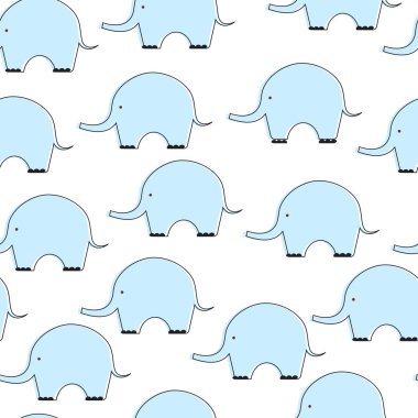 Sevimli düz fil. Vektör seamless modeli