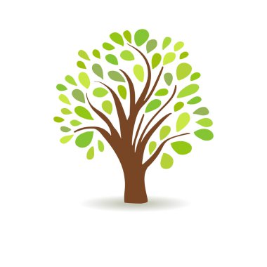 Beyaz bir arka plan ağaç bahar. Soyut vektör tasarımı. Ağaç logosunu görmeniz gerekir. Meşe logo.