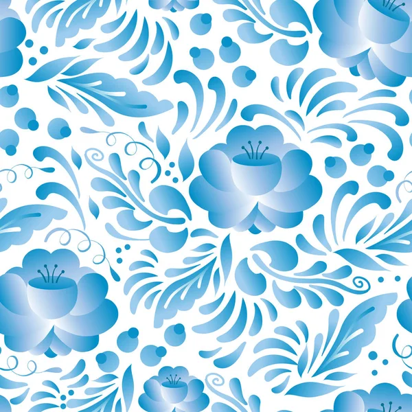 Blå blomma i gzhel stil — Stock vektor