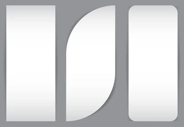 Conjunto de banners de papel de rayas en blanco con sombras realistas sobre fondo transparente. Ilustración vectorial RGB EPS 10 — Vector de stock