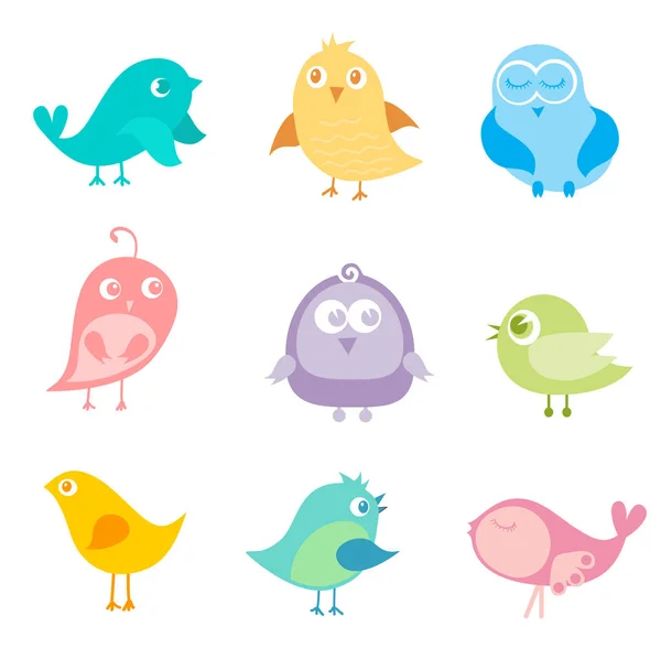 Conjunto de diferentes pájaros lindos . — Vector de stock