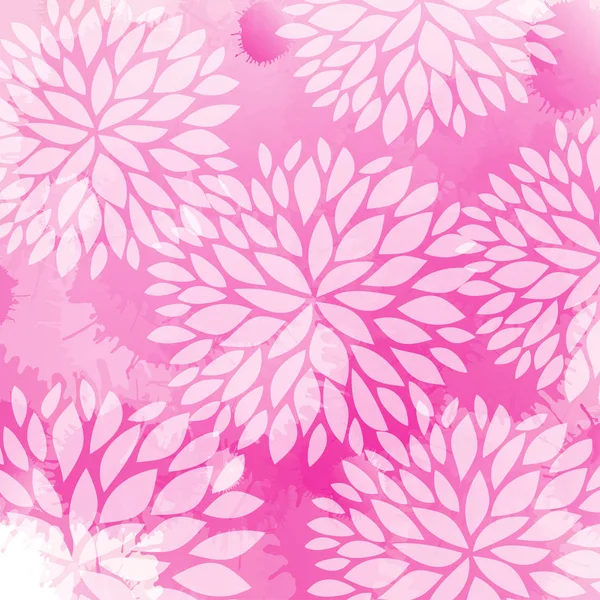 Soft pink colors background with white chrysanthemum flowers on Watercolor imitation backdrop. — Stock Vector