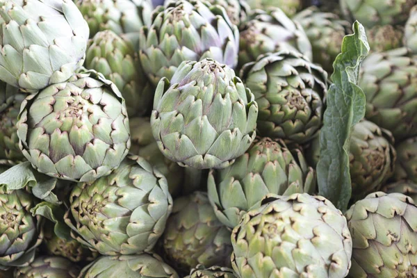 Large fruit of the artichoke. Fresh artichoke at the village market. — Stock Photo, Image