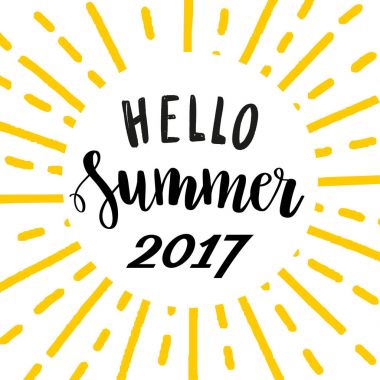 Merhaba yaz 2017. Parlak yazı şablonu.