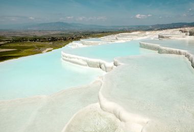 Pammukale, kalsiyum travertenleri. Türk resort, benzersiz termal su kalsiyum zengin.