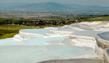 Pammukale, kalsiyum travertenleri. Türk resort, benzersiz termal su kalsiyum zengin.