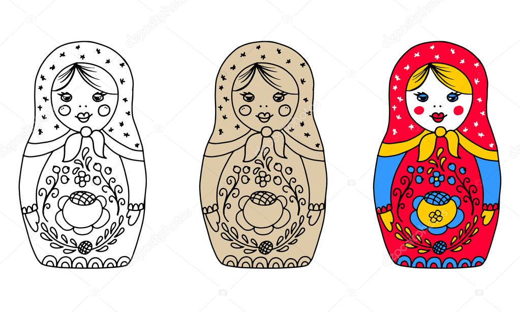Vector illustration of a Russian traditional nesting doll