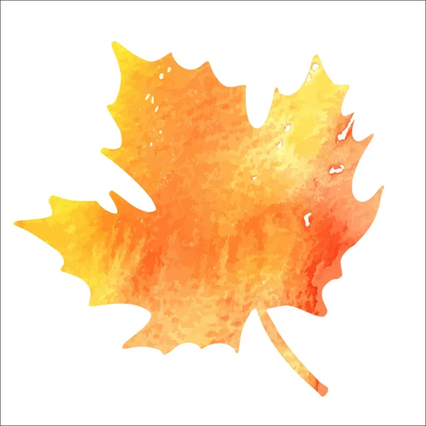 Leuchtend orange Aquarell Herbst Ahornblatt isoliert über weißem Hintergrund — Stockvektor