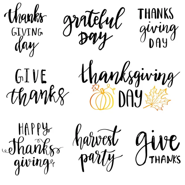 Thanksgiving day typography set. — Stock Vector
