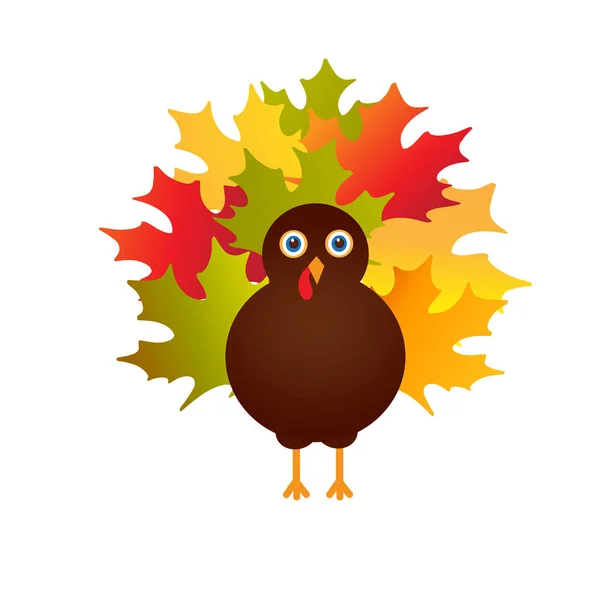 Joyeux Thanksgiving avec dinde, carte vectorielle — Image vectorielle