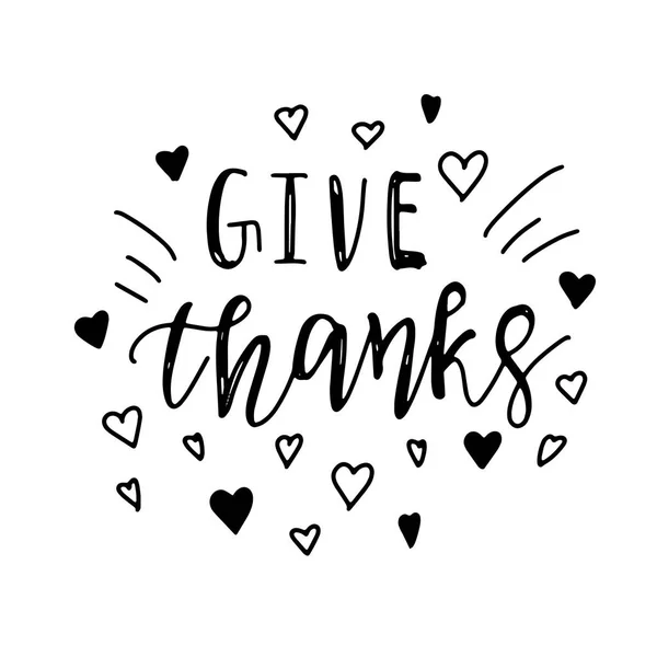 Geven Bedankt positieve offerte thanksgiving belettering. — Stockvector