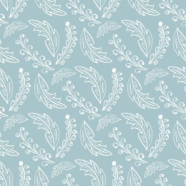 Elle çizilmiş ile Seamless Modeli yaprakları ve dalları.