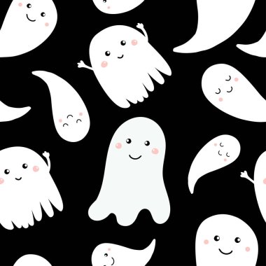 Sevimli küçük çizgi ghosts of seamless modeli.