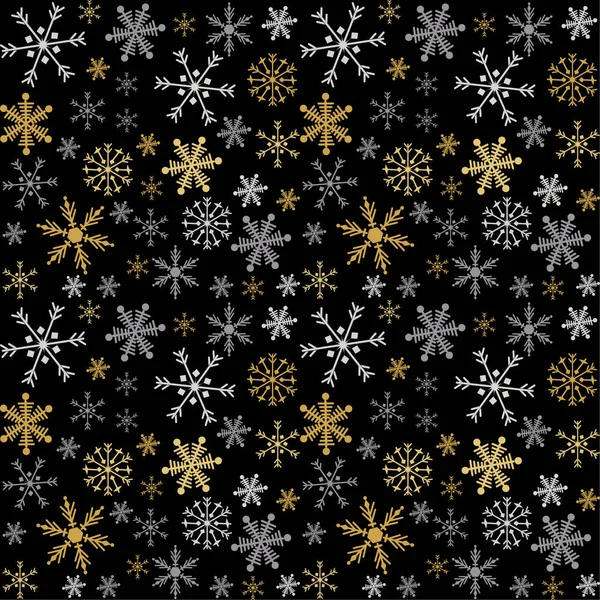 雪の結晶とベクトルクリスマスと新年シームレスパターン. — ストックベクタ