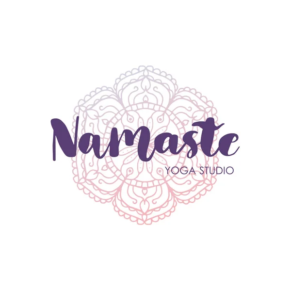 Hand drawing inscription lettering with mandala. The word Namaste. Vector illustration. To print design — Stock Vector