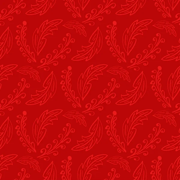 Elle çizilmiş ile Seamless Modeli yaprakları ve dalları.