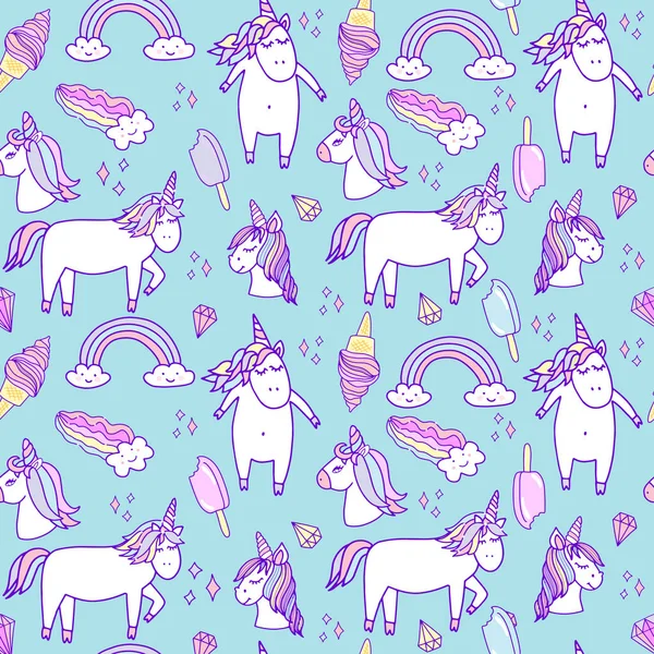 Patrón con unicornios — Archivo Imágenes Vectoriales