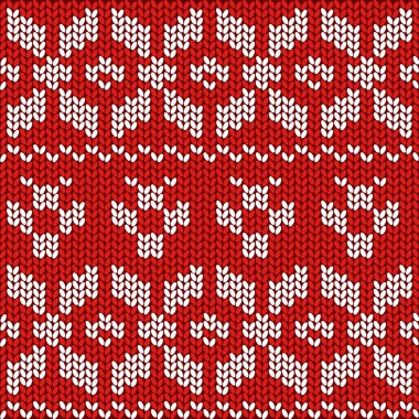 Kırmızı ve beyaz Noel şenlikli kazak Fairisle tasarım. Kış tasarımları için örgü modeli