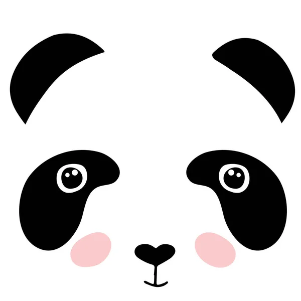 Niedlichen Panda-Gesicht isoliert auf weißem Hintergrund. flacher Stil — Stockvektor