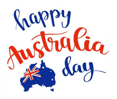 Happy Avustralya günü yazı, kaligrafi.