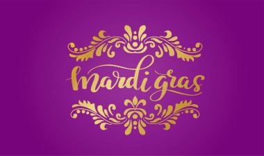Mardi Gras girdap elemanları ile yazı