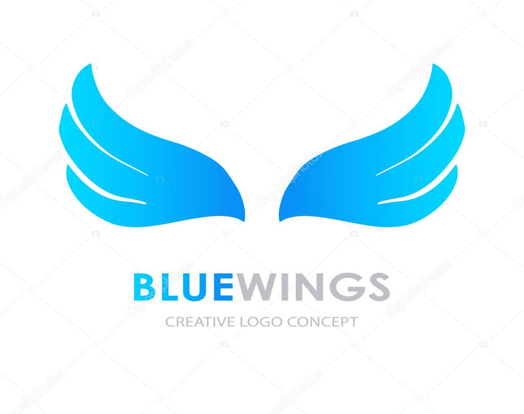 Abstract Blue Wings Logo Template. Vector business icon. Corporate branding identity. Logotype design