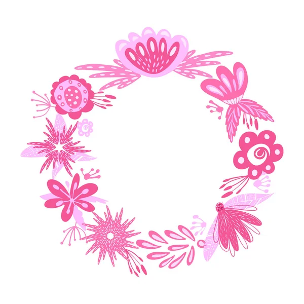 Květinový věnec růžový — Stockový vektor
