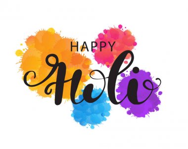 Soyut renkli Mutlu Holi arkaplanının çizimi