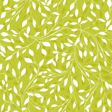 Trendy sorunsuz çiçek Yazdır. Küçük beyaz yaprakları yeşil zemin üzerine. Tekstil, kumaş, duvar kağıdı, scrapbooking tasarım için kullanılabilir