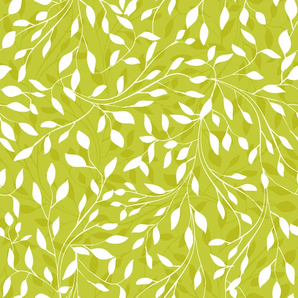 Impressão Floral sem costura na moda. Pequenas folhas brancas no fundo verde. Pode ser usado para têxteis, tecido, papel de parede, scrapbooking design —  Vetores de Stock