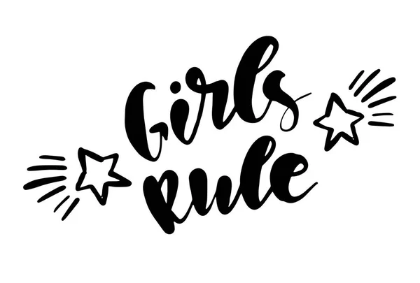 Girls rule lettering. Design element for T-shirt, interior poster. — Stock Vector