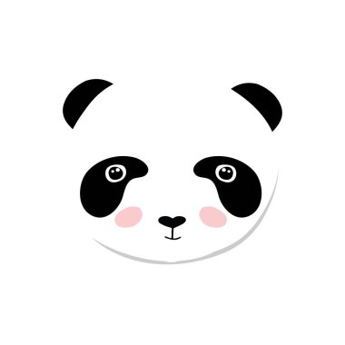 Bebek ayı panda. Şirin Bebek hayvan yüz simgesi beyaz arka plan üzerinde izole vektör Illustration. Çocuk ve bebek tasarımını yazdırma.